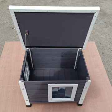 @Pet Casă de pisici de exterior XL, gri și alb, 68,5x54x51,5 cm, lemn - Img 2
