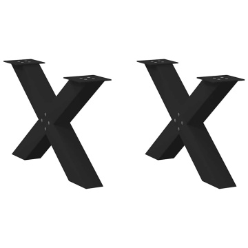 Picioare măsuță de cafea în formă de X 2 buc Negru Oțel - Img 1