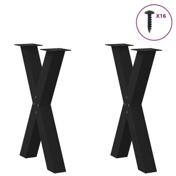 Picioare pentru masă în formă X 2 buc Negru 50x(72-73) cm Oțel - Img 3