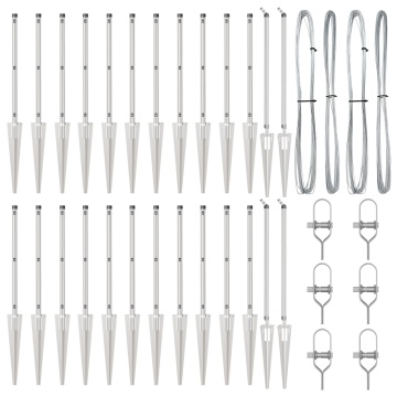 Pilorii de gard cu spike 26 pcs Ø32 mm 100 cm Oțel galvanizat - Img 2