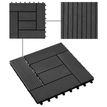 Plăci de pardoseală, 11 buc, negru, 30x30 cm, WPC, 1 mp - Img 4