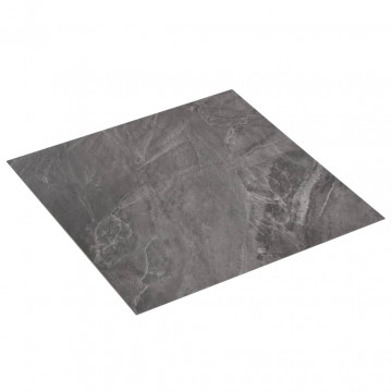 Plăci de pardoseală autoadezive, PVC, 5,11 m², negru, cu model - Img 2
