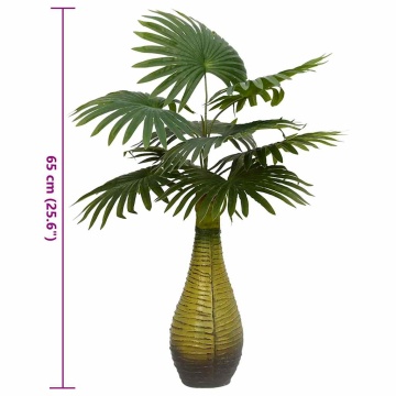 Plantă artificială de palmier 9 frunze 65 cm verde - Img 5