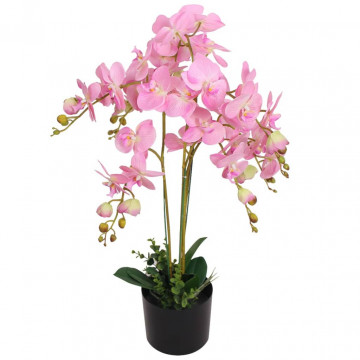 Plantă artificială orhidee cu ghiveci, 75 cm, roz - Img 1