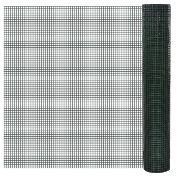 Plasă de sârmă găini, verde, 10 x 1 m, oțel galvanizat cu PVC - Img 1