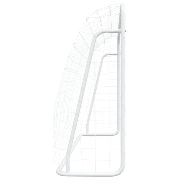 Poartă de fotbal cu plasă, alb, 214x75x152 cm, oțel/poliester - Img 4