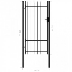 Poartă de gard cu o ușă, vârf ascuțit, negru, 1 x 2 m, oțel - Img 6
