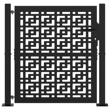 Poartă de grădină neagră 105x105 cm Design în cruce de oțel - Img 3