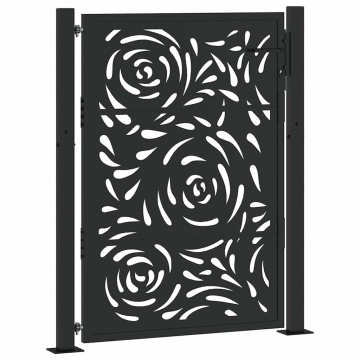 Poarta de gradina neagra 105x130 cm design flacara din otel - Img 2