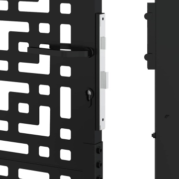 Poartă de grădină neagră 105x130 cm Design în cruce de oțel - Img 7