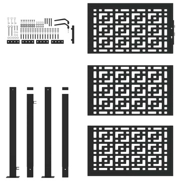Poartă de grădină neagră 105x155 cm Design în cruce de oțel - Img 4