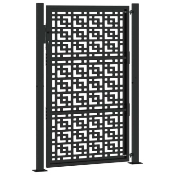 Poartă de grădină neagră 105x155 cm Design în cruce de oțel - Img 5