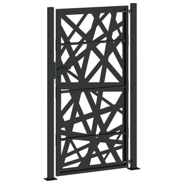 Poarta de gradina neagra 105x180 cm Design cu lumina din otel - Img 5