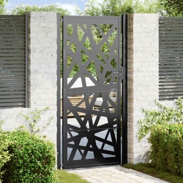 Poarta de gradina neagra 105x205 cm Design cu lumina din otel - Img 1