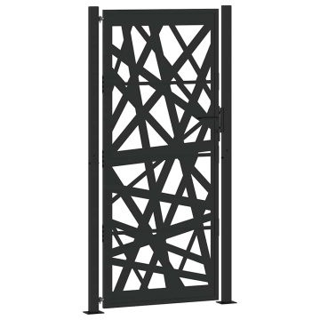 Poarta de gradina neagra 105x205 cm Design cu lumina din otel - Img 2