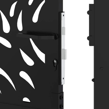 Poarta de gradina neagra 105x205 cm design flacara din otel - Img 7
