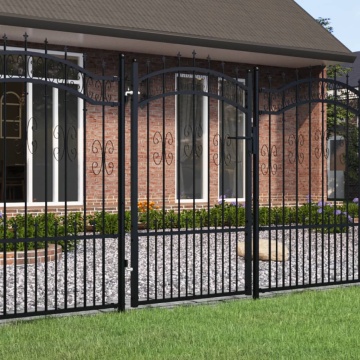 Poartă gard cu vârf negru 103x200 cm oțel vopsit electrostatic - Img 1