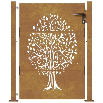 Poartă pentru grădină, 105x130 cm, oțel corten, model copac - Img 4