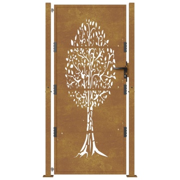 Poartă pentru grădină, 105x180 cm, oțel corten, model copac - Img 4