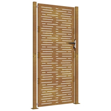 Poartă pentru grădină, 105x205 cm, oțel corten, dreptunghiuri - Img 2