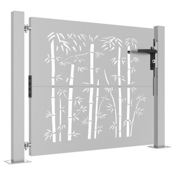 Poartă pentru grădină, 105x80 cm, oțel corten, model bambus - Img 3