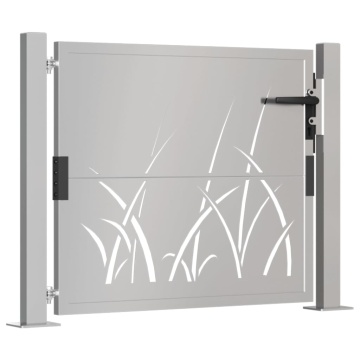 Poartă pentru grădină, 105x80 cm, oțel corten, model iarbă - Img 3