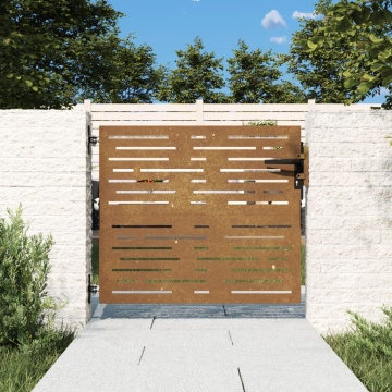 Poartă pentru grădină, 85x100 cm, oțel corten, dreptunghiuri - Img 1