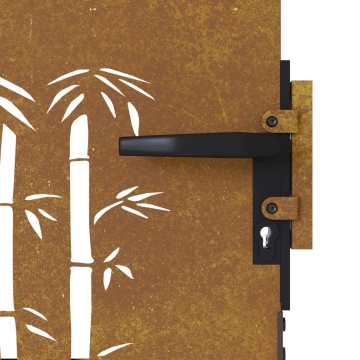 Poartă pentru grădină, 85x100 cm, oțel corten, model bambus - Img 6