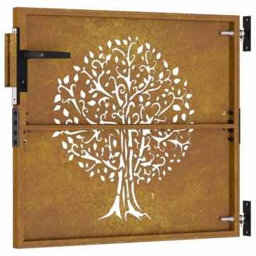 Poartă pentru grădină, 85x100 cm, oțel corten, model copac - Img 5