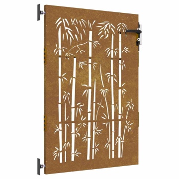 Poartă pentru grădină, 85x150 cm, oțel corten, model bambus - Img 2
