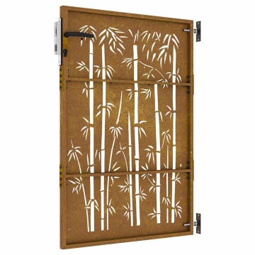 Poartă pentru grădină, 85x150 cm, oțel corten, model bambus - Img 5