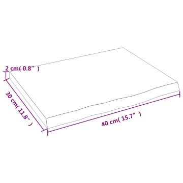 Poliță perete maro deschis 40x30x2 cm lemn masiv stejar tratat - Img 6