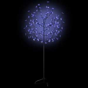 Pom Crăciun, 120 LED-uri lumină albastră, flori de cireș 150 cm - Img 4