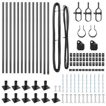 Posturi de gard cu plăci de bază 13 buc Ø32mm 70cm Oțel galvanizat - Img 3