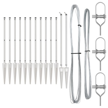 Posturi de gard cu vârf 13 buc Ø32 mm 120 cm Oțel galvanizat - Img 2