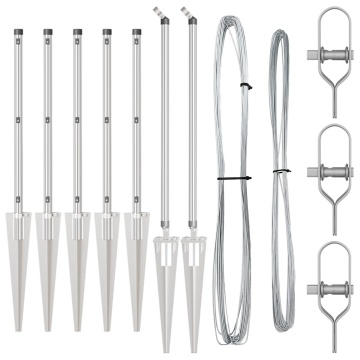 Posturi de gard cu vârf 7 buc Ø32 mm 80 cm Oțel galvanizat - Img 2