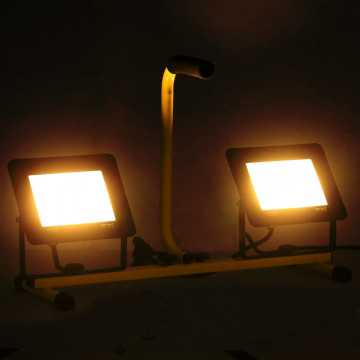 Proiector cu LED și mâner, 2x50 W, alb cald - Img 3