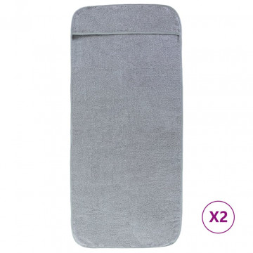 Prosoape de plajă, 2 buc., gri, 60x135 cm, textil 400 GSM - Img 2