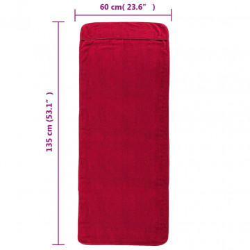 Prosoape de plajă, 4 buc., vișiniu, 60x135 cm, textil, 400 GSM - Img 7
