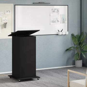 Pupitru cu roți și sertar negru 55x55x107 cm lemn prelucrat - Img 3