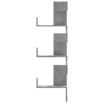 Raft colțar perete gri beton 45x45x147 cm lemn prelucrat - Img 4