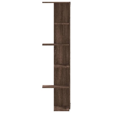 Raft colțar perete stejar maro 36,5x36,5x140cm lemn prelucrat - Img 4