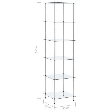 Raft cu 6 niveluri transparent, 40x40x160 cm, sticlă securizată - Img 5