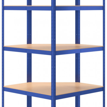 Raft de colț cu 5 niveluri, albastru, oțel și lemn prelucrat - Img 6