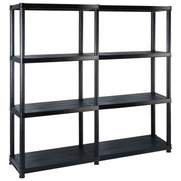 Raft de depozitare cu 4 polițe, negru, 122x30,5x130 cm, plastic - Img 1