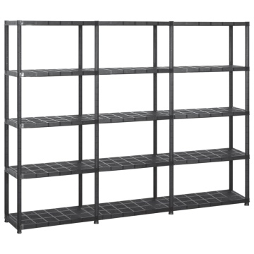 Raft de depozitare cu 5 polițe, negru, 213x38x170 cm, plastic - Img 1