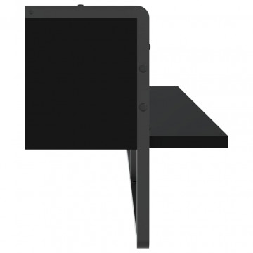 Raft de perete cu bare, negru, 100x25x30 cm - Img 8