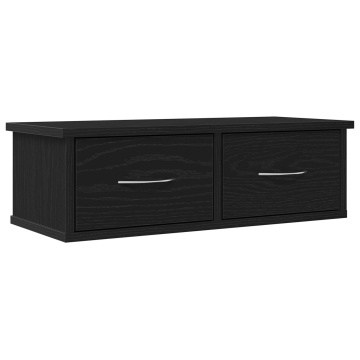 Raft de perete cu sertar, stejar negru, 60x26x18,5 cm, lemn - Img 2