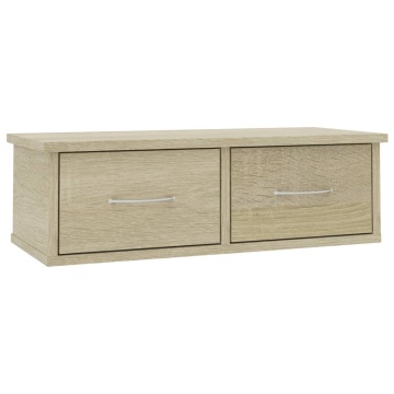 Raft de perete cu sertare, stejar sonoma, 60x26x18,5 cm - Img 2