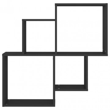 Raft de perete cub, negru, 80x15x78,5 cm, PAL - Img 3